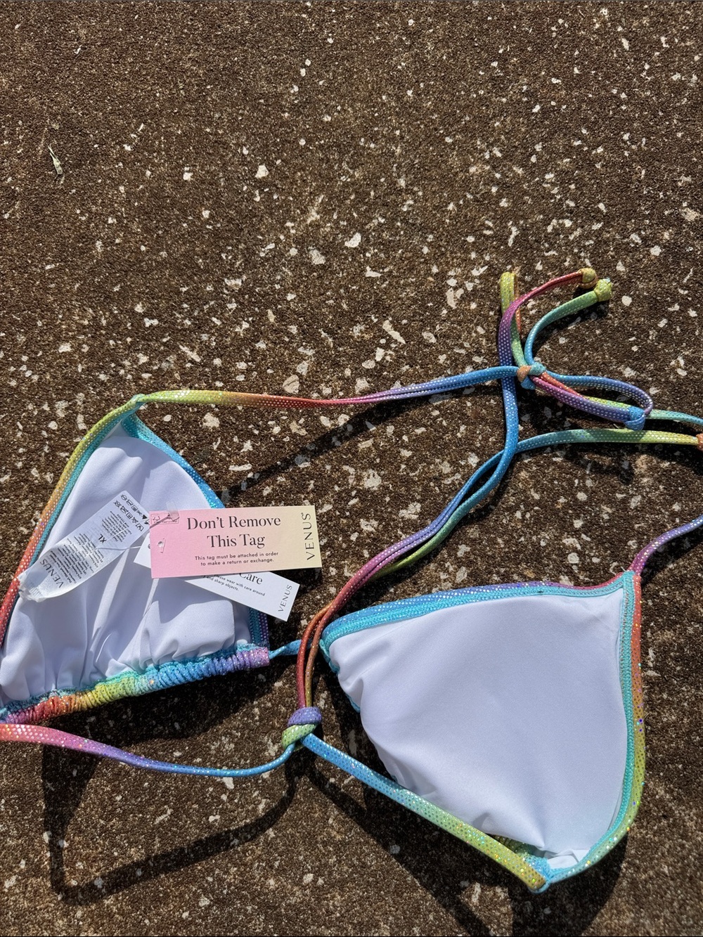 VENUS Iridescent Rainbow Sequin Bikini Top. Size XL NWT - Picture 5 of 6